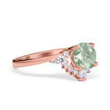 Art Deco Round Natural Stone Flower Ring