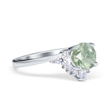 Art Deco Round Natural Stone Flower Ring