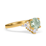 Art Deco Round Natural Stone Flower Ring