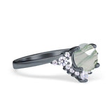 Art Deco Round Natural Stone Flower Ring
