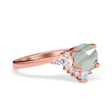 Art Deco Round Natural Stone Flower Ring