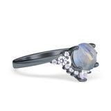 Art Deco Round Natural Stone Flower Ring