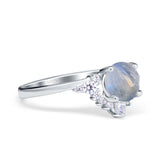 Art Deco Round Natural Stone Flower Ring