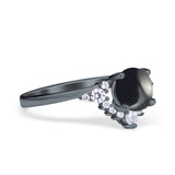 Art Deco Round Natural Stone Flower Ring