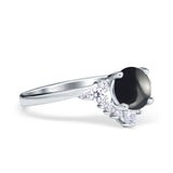 Art Deco Round Natural Stone Flower Ring