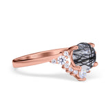 Art Deco Round Natural Stone Flower Ring