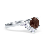 Art Deco Round Natural Stone Flower Ring