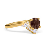 Art Deco Round Natural Stone Flower Ring