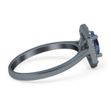 Art Deco Oval Natural Stone Hexagonal Ring