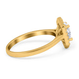 Art Deco Oval Natural Stone Hexagonal Ring