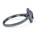 Art Deco Oval Natural Stone Hexagonal Ring