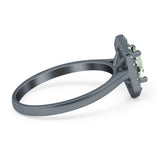 Art Deco Oval Natural Stone Hexagonal Ring