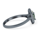 Art Deco Oval Natural Stone Hexagonal Ring