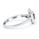 Art Deco Oval Natural Stone Hexagonal Ring