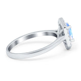 Art Deco Oval Natural Stone Hexagonal Ring