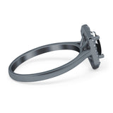 Art Deco Oval Natural Stone Hexagonal Ring