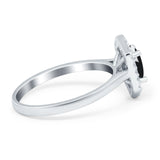 Art Deco Oval Natural Stone Hexagonal Ring