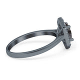 Art Deco Oval Natural Stone Hexagonal Ring