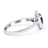 Art Deco Oval Natural Stone Hexagonal Ring