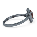 Art Deco Oval Natural Stone Hexagonal Ring