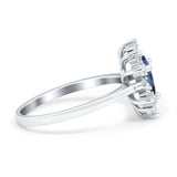 Pear Teardrop Natural Stone Floral Ring