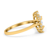 Pear Teardrop Natural Stone Floral Ring