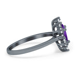 Pear Teardrop Natural Stone Floral Ring