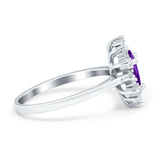 Pear Teardrop Natural Stone Floral Ring