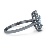 Pear Teardrop Natural Stone Floral Ring