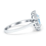 Pear Teardrop Natural Stone Floral Ring