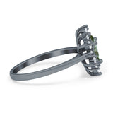 Pear Teardrop Natural Stone Floral Ring