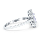 Pear Teardrop Natural Stone Floral Ring