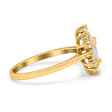 Pear Teardrop Natural Stone Floral Ring