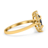 Pear Teardrop Natural Stone Floral Ring