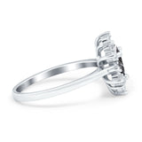 Pear Teardrop Natural Stone Floral Ring