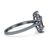 Pear Teardrop Natural Stone Floral Ring