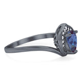 Pear Natural Stone Leaf Chevron Ring