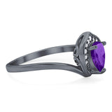 Pear Natural Stone Leaf Chevron Ring