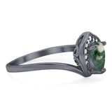 Pear Natural Stone Leaf Chevron Ring