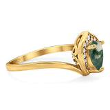 Pear Natural Stone Leaf Chevron Ring