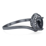 Pear Natural Stone Leaf Chevron Ring