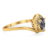 Pear Natural Stone Leaf Chevron Ring