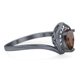 Pear Natural Stone Leaf Chevron Ring