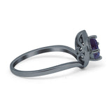 Art Deco Round Natural Stone Leaf Style Ring