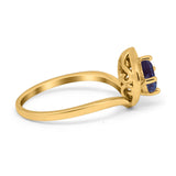 Art Deco Round Natural Stone Leaf Style Ring