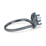 Art Deco Round Natural Stone Leaf Style Ring