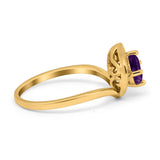 Art Deco Round Natural Stone Leaf Style Ring