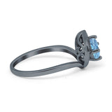 Art Deco Round Natural Stone Leaf Style Ring