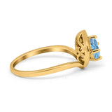 Art Deco Round Natural Stone Leaf Style Ring