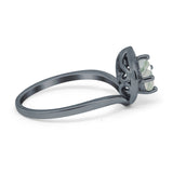 Art Deco Round Natural Stone Leaf Style Ring